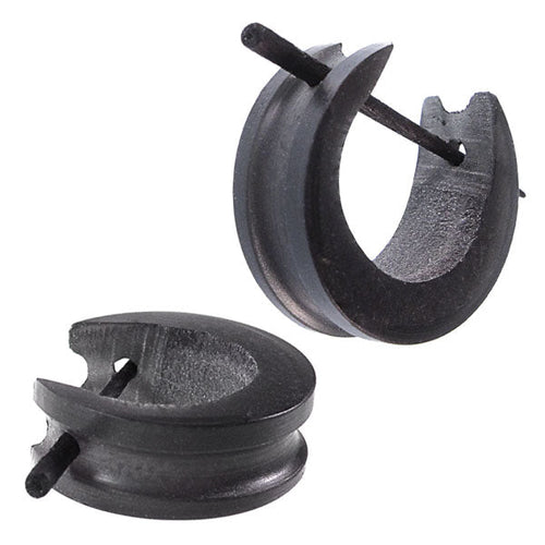 Horn Pin - Ohrringe schwarz 14 mm Rinne Ringe Creolen Holz Pin handgeschnitzt - chic - net.de