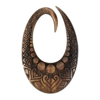 Load image into Gallery viewer, Holz Dehnschnecke Ohr Piercing dunkel oval Herzen 6mm
