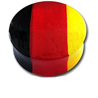 Cargar imagen en el visor de la galería, Holz Plug Deutschland Flagge Tunnel Unisex Ohrschmuck Teakholz Ohrstecker handbemalt Expander
