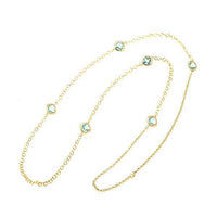 Load image into Gallery viewer, Kette 18 karat vergoldet Glaskristalle türkis eckig Zopfrand nickelfrei Karabiner lang - chic - net.de
