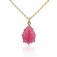 Cargar imagen en el visor de la galería, Kette 18 karat vergoldet magenta Tropfen Glaskristall nickelfrei Karabiner - chic - net.de
