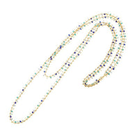 Cargar imagen en el visor de la galería, Kette 18 karat vergoldet zweilagig Glasperlen blau Querstreben nickelfrei Karabiner - chic - net.de
