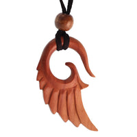 Cargar imagen en el visor de la galería, Kette Holz Flügel Spirale Anhänger hellbraun Lederband verstellbar Holzperle - chic - net.de
