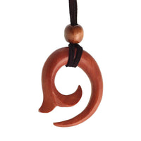 Cargar imagen en el visor de la galería, Kette Holz verzweigte Spirale Ornament Anhänger mittelbraun Lederband verstellbar Holzperle - chic - net.de
