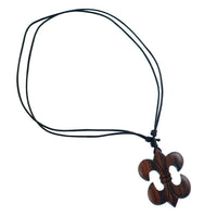 Load image into Gallery viewer, Kette Lilie doppelt dunkelbraun Sonoholz natürliche Maserung verstellbare Baumwollkette - chic - net.de
