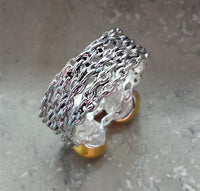 Load image into Gallery viewer, Ketten Silberring vergoldet drei Glitzer Zirkonia breit 925 - chic - net.de
