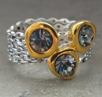 Load image into Gallery viewer, Ketten Silberring vergoldet drei Glitzer Zirkonia breit 925 - chic - net.de
