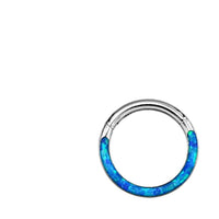 Load image into Gallery viewer, Klapp Segment Ring Piercing Edelstahl blau Opal Inlay - chic - net.de
