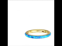 Load image into Gallery viewer, Klapp Segment Ring Piercing Edelstahl blau Opal unten - chic - net.de
