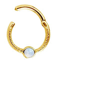 Cargar imagen en el visor de la galería, Klapp Segment Ring Piercing gold rotgold Opal weiß - chic - net.de
