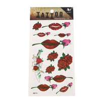 Cargar imagen en el visor de la galería, Klebe Tattoo Rosen rot pink Kussmund Lippen Mund Lippenstift 12 Motive 1 Bogen - chic - net.de
