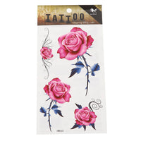 Cargar imagen en el visor de la galería, Klebetattoo Rosen blüten rosa pink Stil Blätter Dornen blau 4 Motive 1 Bogen - chic - net.de
