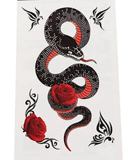 Cargar imagen en el visor de la galería, Klebetattoo Schlange schwarz rot Rose Tribal Schmetterlinge 5 Motive 1 Bogen - chic - net.de
