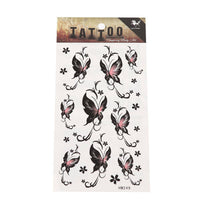 Cargar imagen en el visor de la galería, Klebetattoo Schmetterling Schnörkel schwarz rosa kleine Blütenviele Motive 1 Bogen - chic - net.de
