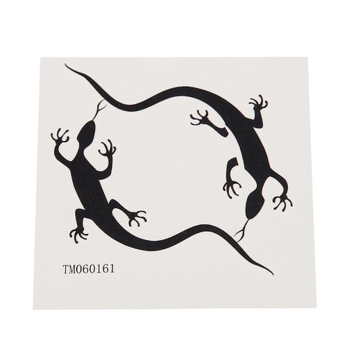 Klebetattoo temporär 2 Eidechsen gebogen Kreis schwarz schlicht 1 Bogen - chic - net.de