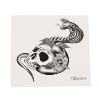 Cargar imagen en el visor de la galería, Klebetattoo temporär Totenkopf Rosen Kobra Schlange Rosen schwarz weiß 1 Bogen - chic - net.de
