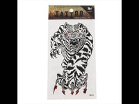 Cargar imagen en el visor de la galería, Klebetattoo Tiger springend schwrz weiß Krallen rot Blut 1 Motiv 1 Bogen - chic - net.de

