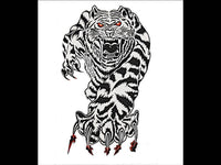 Cargar imagen en el visor de la galería, Klebetattoo Tiger springend schwrz weiß Krallen rot Blut 1 Motiv 1 Bogen - chic - net.de
