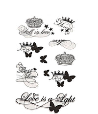 Load image into Gallery viewer, Klebetattoos Tattoo Krone Schmetterling Sterne Love Story 1 Bogen 9 Motive - chic - net.de
