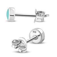 Load image into Gallery viewer, Kleine Ohrstecker 925 Silber Stein Muschel rund 3mm - chic - net.de
