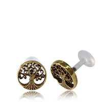 Load image into Gallery viewer, Labret Lippen Piercing Acryl Baum des Lebens antik golden Brass Motiv - chic - net.de
