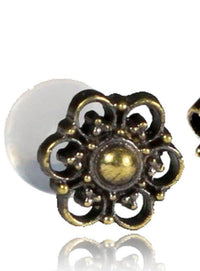 Load image into Gallery viewer, Labret Lippen Piercing Acryl Bogen Blume antik golden Brass Motiv - chic - net.de
