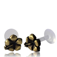 Cargar imagen en el visor de la galería, Labret Lippen Piercing Acryl Hibiskus antik golden Brass Motiv Tragus - chic - net.de
