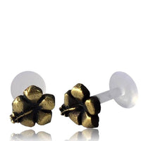 Cargar imagen en el visor de la galería, Labret Lippen Piercing Acryl Hibiskus antik golden Brass Motiv Tragus - chic - net.de
