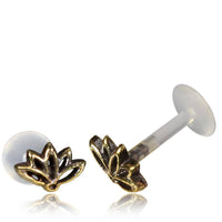 Load image into Gallery viewer, Labret Lippen Piercing Acryl Lotus Blume antik golden Brass Motiv - chic - net.de
