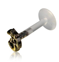Load image into Gallery viewer, Labret Lippen Piercing Acryl Om Zeichen antik gold Brass - chic - net.de
