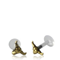 Cargar imagen en el visor de la galería, Labret Lippen Piercing Bio Acryl Büffel Schädel antik golden Brass Tragus Conch Helix - chic - net.de
