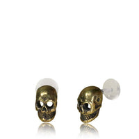 Load image into Gallery viewer, Labret Lippen Piercing Bio Acryl Totenkopf antik golden Brass Tragus - chic - net.de
