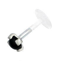 Load image into Gallery viewer, Labret Lippen Piercing Bio Plastic Silber Stein - chic - net.de
