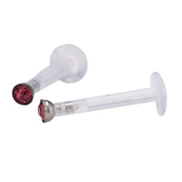 Load image into Gallery viewer, Labret modisches Piercing aus Acryl mit rosa Stein Edelstahl - chic - net.de

