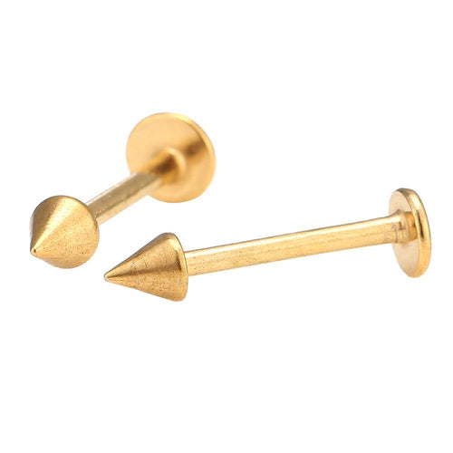 Labret modisches Piercing aus Edelstahl in goldene Fabton mit Spitze Cone klein - chic - net.de