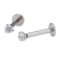 Cargar imagen en el visor de la galería, Labret modisches Piercing Zirkonia Stein weiß aus Edelstahl in silber - chic - net.de
