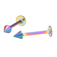 Cargar imagen en el visor de la galería, Labret Piercing aus Edelstahl in Regenbogen Farben modisch mit Spitze Cone klein - chic - net.de
