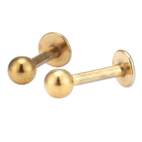 Labret Stecker modisches Piercing aus Edelstahl goldfarbig mit Kugel 10mm - chic - net.de