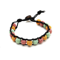 Load image into Gallery viewer, Lava Stein Lederarmbänder Perlen gelb rosa grün porös Holz Armband Leder verstellbar - chic - net.de
