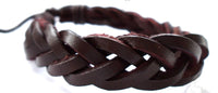 Load image into Gallery viewer, Lederarmband geflochten rot braun schmal verstellbar Armband binden unisex nickelfrei - chic - net.de
