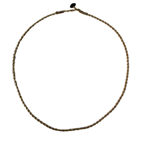Leinen Faden Kette Kordel gewachst hellbraun Knopfverschluss Schlaufe 50 cm - chic - net.de