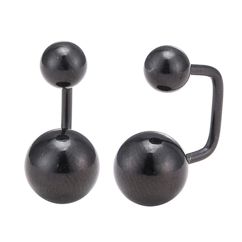 Long Staples Barbell 90 Grad Schraubverschluss zwei Kugeln große und klein schwarz - chic - net.de