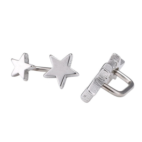 Long Staples Barbell 90 Grad Schraubverschluss zwei Sterne silber Farben - chic - net.de