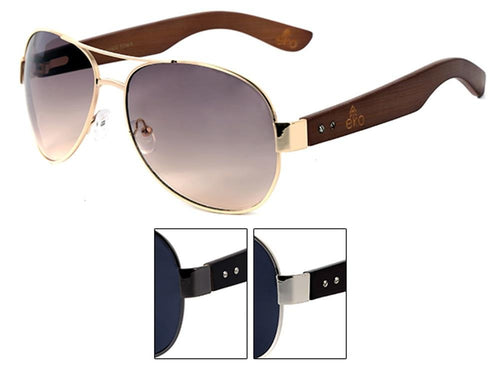 LOOX Sonnenbrille Pilotenbrille 400UV getönt Bambusholz Bügel - Modell Myanmar - chic - net.de