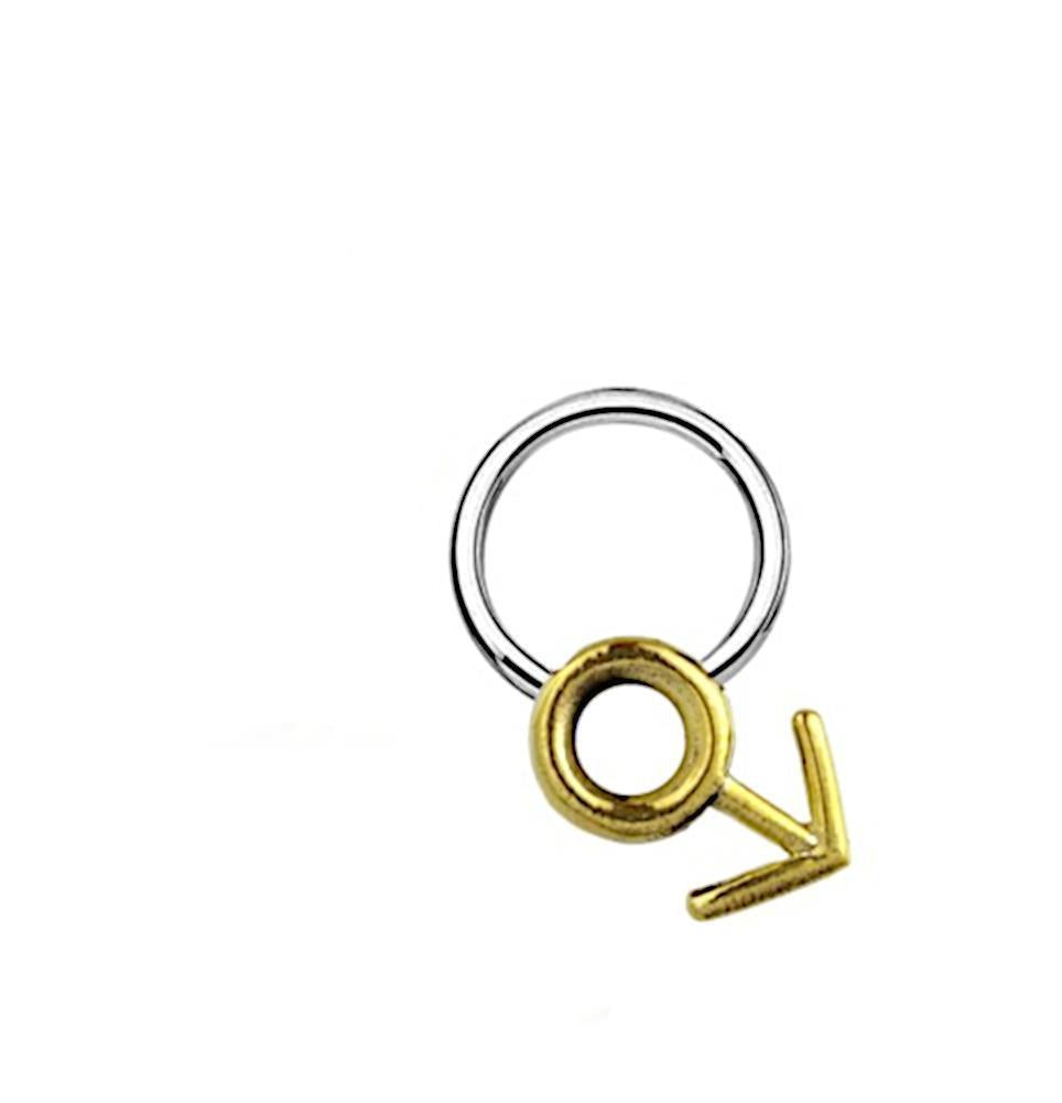 Piercing Klemmkugel Ring Brass Edelstahl Symbol männlich