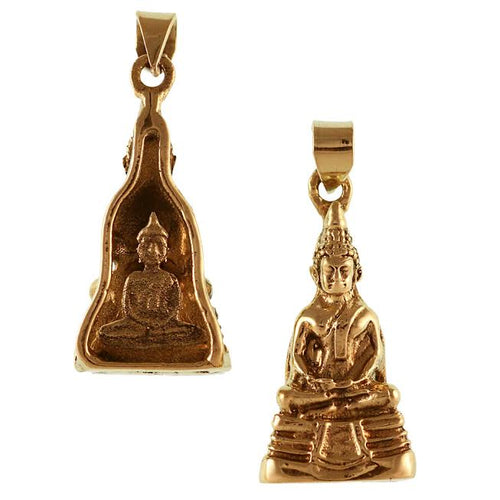 Messing Anhänger Buddha Schneidersitz plastisch beidseitig Kette Tribal antik - chic - net.de