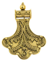 Cargar imagen en el visor de la galería, Messing Anhänger Fächer Punkte Röhrenaufhänger antik golden Kette Tribal Brass Schmuck - chic - net.de
