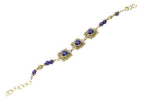 Cargar imagen en el visor de la galería, Messing Armband golden eckig rund Spiralen Punkte Lapis 17 - 20 cm oval Perlen - chic - net.de
