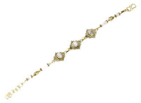 Load image into Gallery viewer, Messing Armband golden oval Raute Herzen Punkte Mondstein rund 17,5 - 20 cm Perlen - chic - net.de

