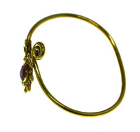 Cargar imagen en el visor de la galería, Messing Armreif antik gold Rubin pink Kugeln Blume - chic - net.de
